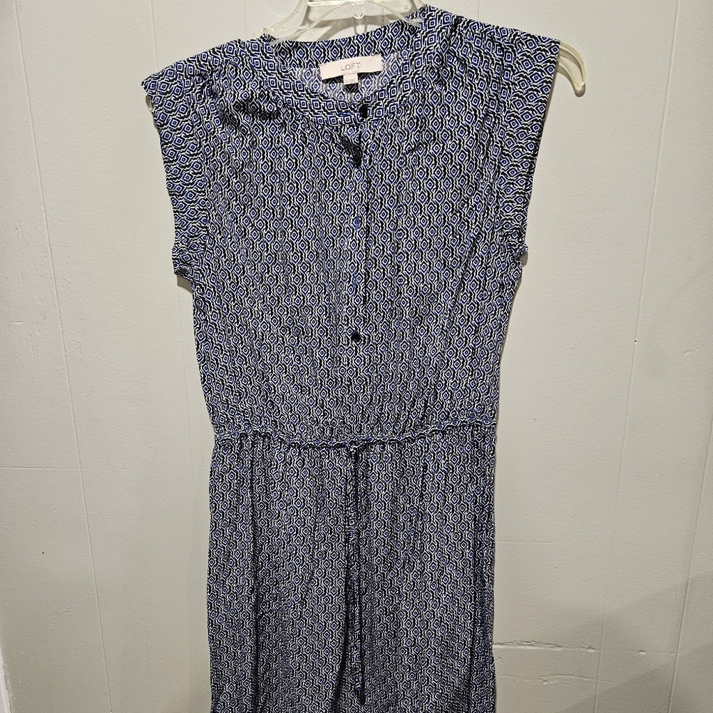 LOFT Blue Geometric Maxi Dress